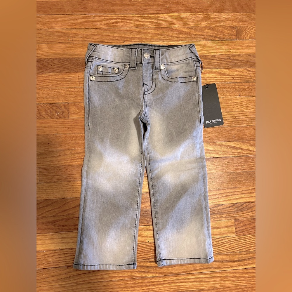 True Religion Ricky Relaxed Straight Fit Stretch Grey Denim Jeans NWT